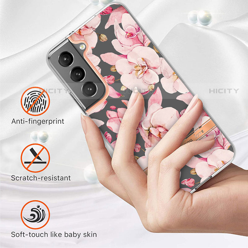 Coque Silicone Fleurs Souple Couleur Unie Etui Housse pour Samsung Galaxy S22 Plus 5G Plus