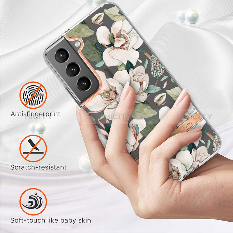 Coque Silicone Fleurs Souple Couleur Unie Etui Housse pour Samsung Galaxy S24 Plus 5G Plus