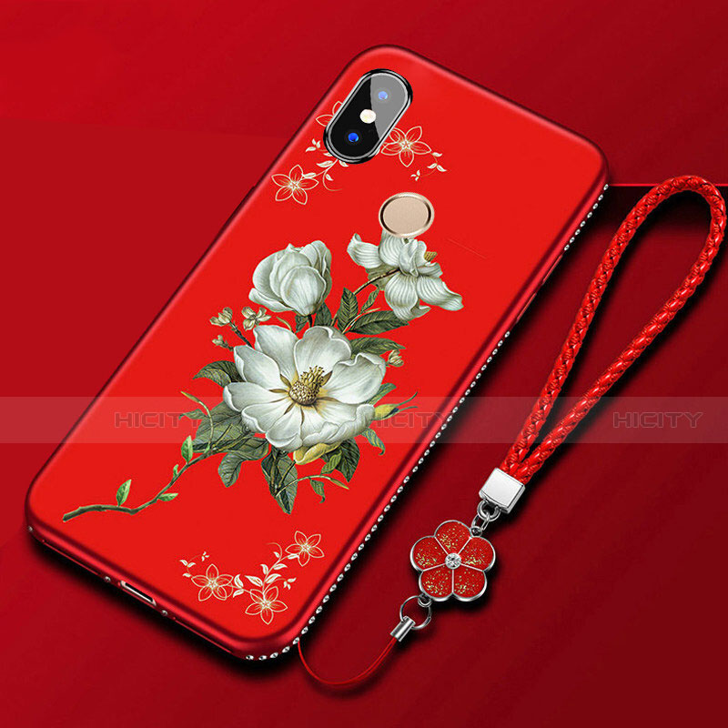 Coque Silicone Fleurs Souple Couleur Unie Etui Housse pour Xiaomi Mi A2 Lite Plus