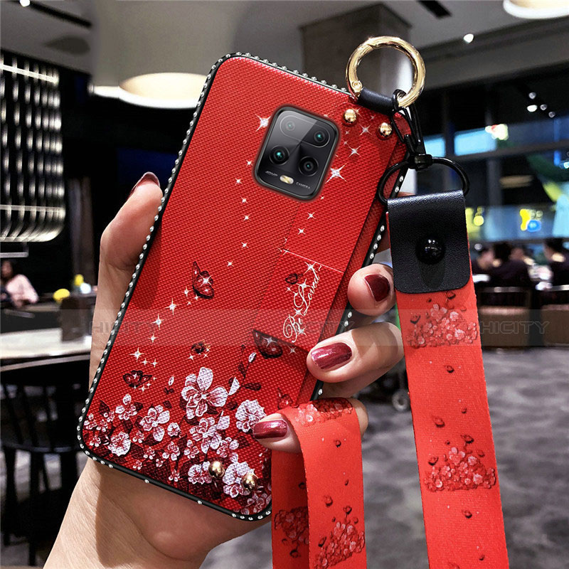 Coque Silicone Fleurs Souple Couleur Unie Etui Housse pour Xiaomi Redmi 10X 5G Rouge Plus