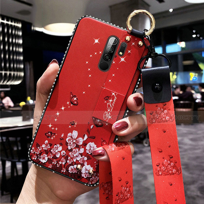 Coque Silicone Fleurs Souple Couleur Unie Etui Housse pour Xiaomi Redmi 9 Plus