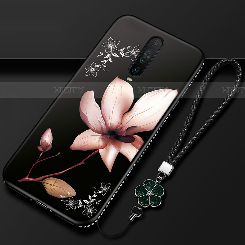 Coque Silicone Fleurs Souple Couleur Unie Etui Housse pour Xiaomi Redmi K30 4G Marron Plus