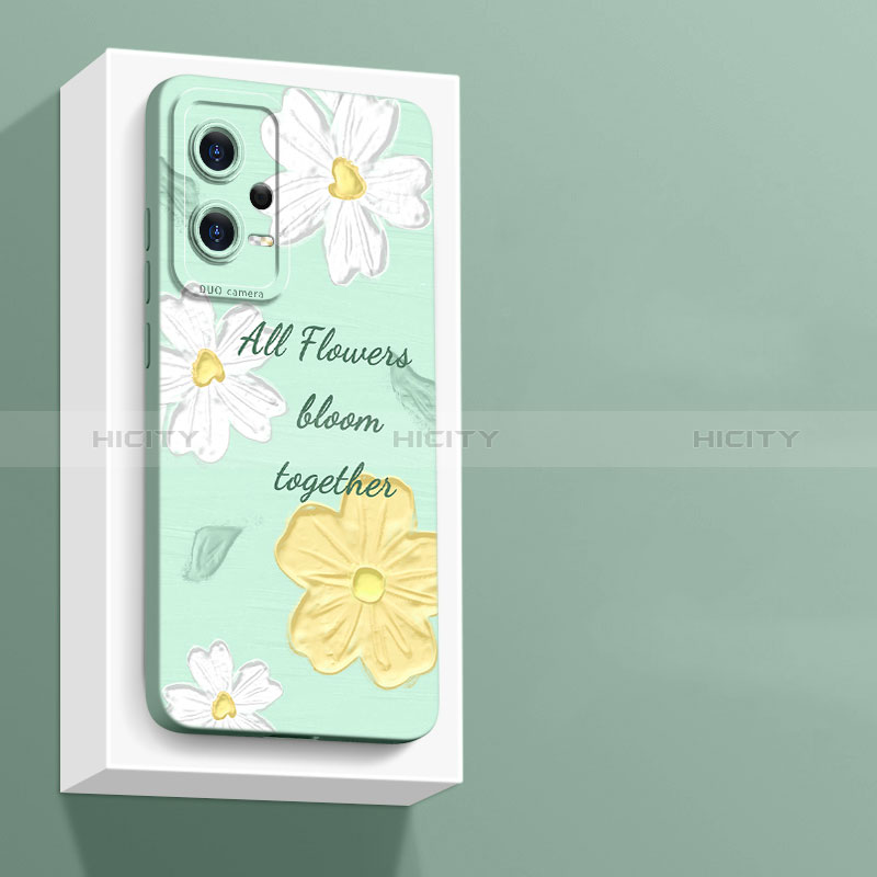 Coque Silicone Fleurs Souple Couleur Unie Etui Housse pour Xiaomi Redmi Note 12 Pro 5G Plus