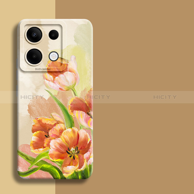 Coque Silicone Fleurs Souple Couleur Unie Etui Housse pour Xiaomi Redmi Note 13 Pro 5G Jaune Plus