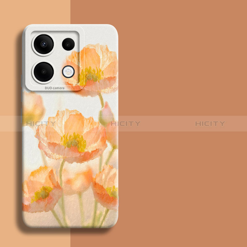 Coque Silicone Fleurs Souple Couleur Unie Etui Housse pour Xiaomi Redmi Note 13 Pro 5G Orange Plus