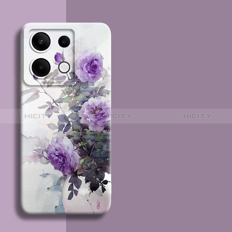 Coque Silicone Fleurs Souple Couleur Unie Etui Housse pour Xiaomi Redmi Note 13 Pro 5G Violet Plus