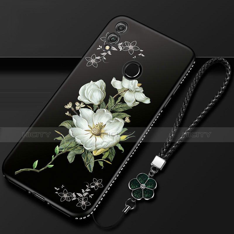 Coque Silicone Fleurs Souple Couleur Unie Etui Housse S01 pour Huawei Honor 10 Lite Noir Plus