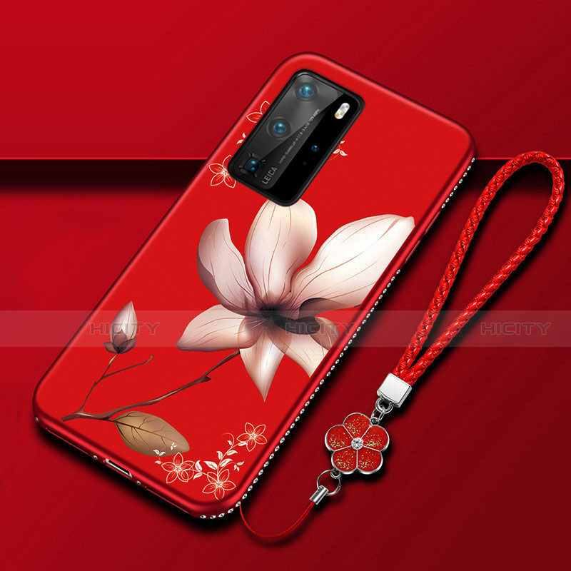 Coque Silicone Fleurs Souple Couleur Unie Etui Housse S01 pour Huawei P40 Pro Plus