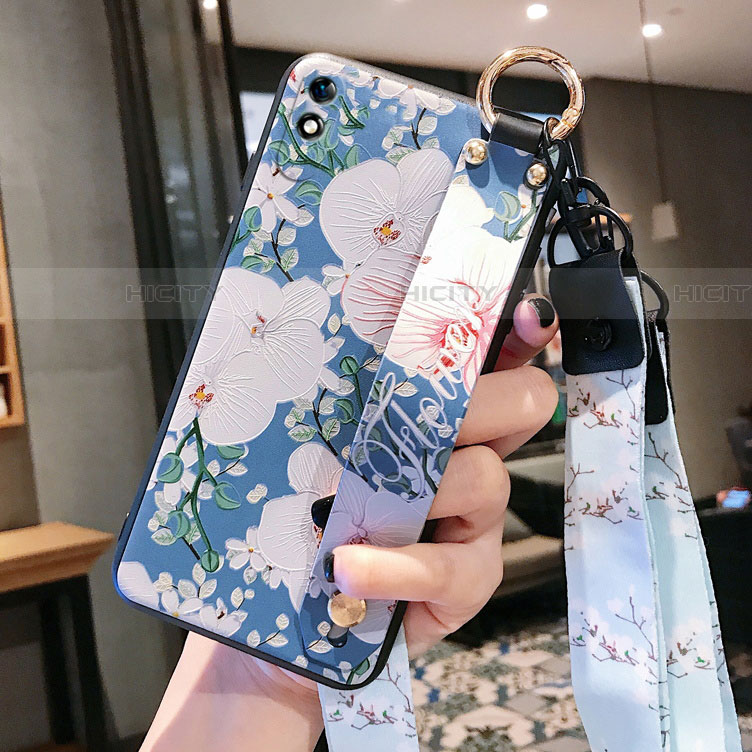 Coque Silicone Fleurs Souple Couleur Unie Etui Housse S01 pour Xiaomi Redmi 9A Bleu Ciel Plus