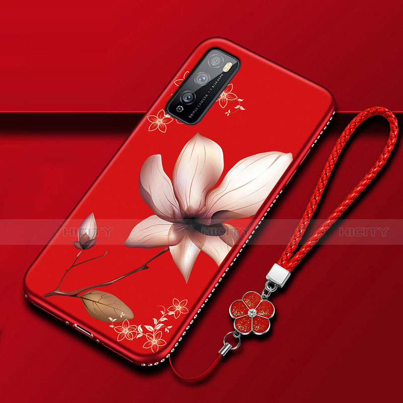Coque Silicone Fleurs Souple Couleur Unie Etui Housse S02 pour Huawei Enjoy 20 Pro 5G Plus