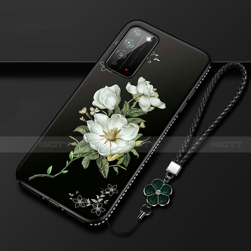 Coque Silicone Fleurs Souple Couleur Unie Etui Housse S02 pour Huawei Honor X10 5G Blanc Plus