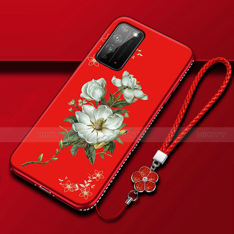 Coque Silicone Fleurs Souple Couleur Unie Etui Housse S02 pour Huawei Honor X10 5G Plus