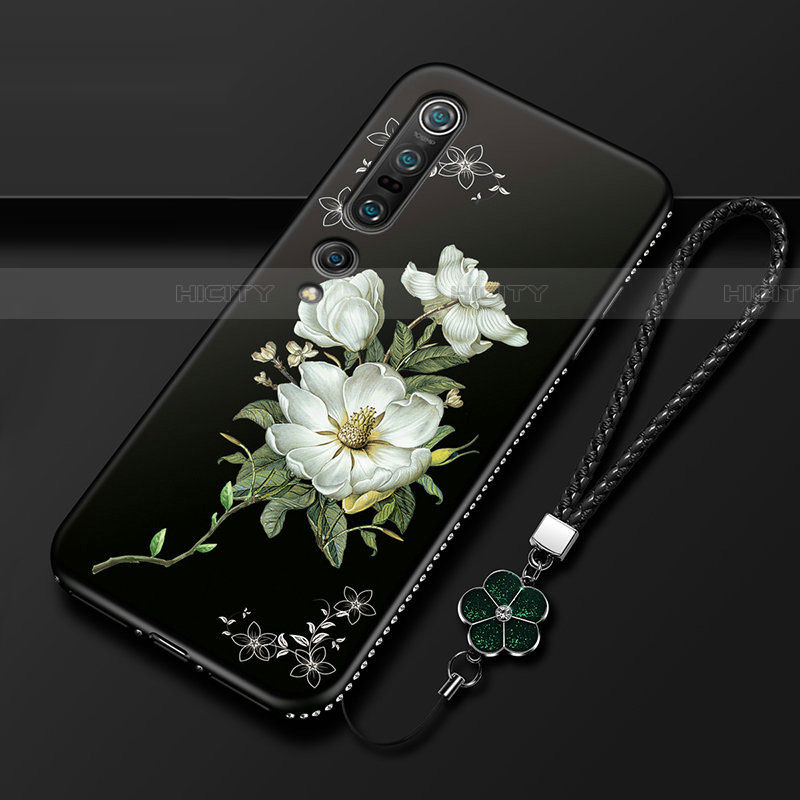 Coque Silicone Fleurs Souple Couleur Unie Etui Housse S02 pour Xiaomi Mi 10 Pro Blanc Plus