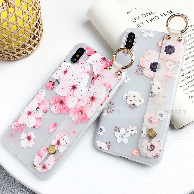 Coque Silicone Fleurs Souple Couleur Unie Etui Housse S03 pour Apple iPhone Xs Plus