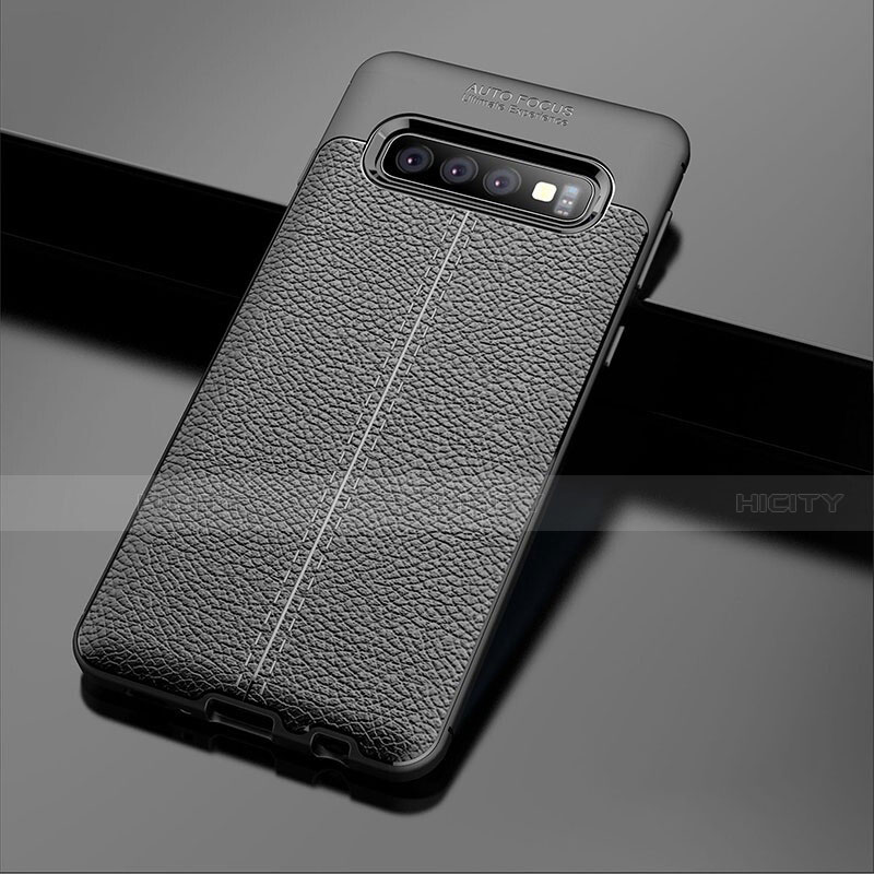 Coque Silicone Gel Motif Cuir Housse Etui A02 pour Samsung Galaxy S10 5G Noir Plus