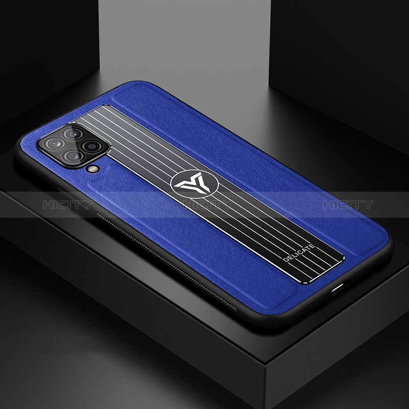 Coque Silicone Gel Motif Cuir Housse Etui avec Magnetique FL1 pour Samsung Galaxy A12 Nacho Bleu Plus