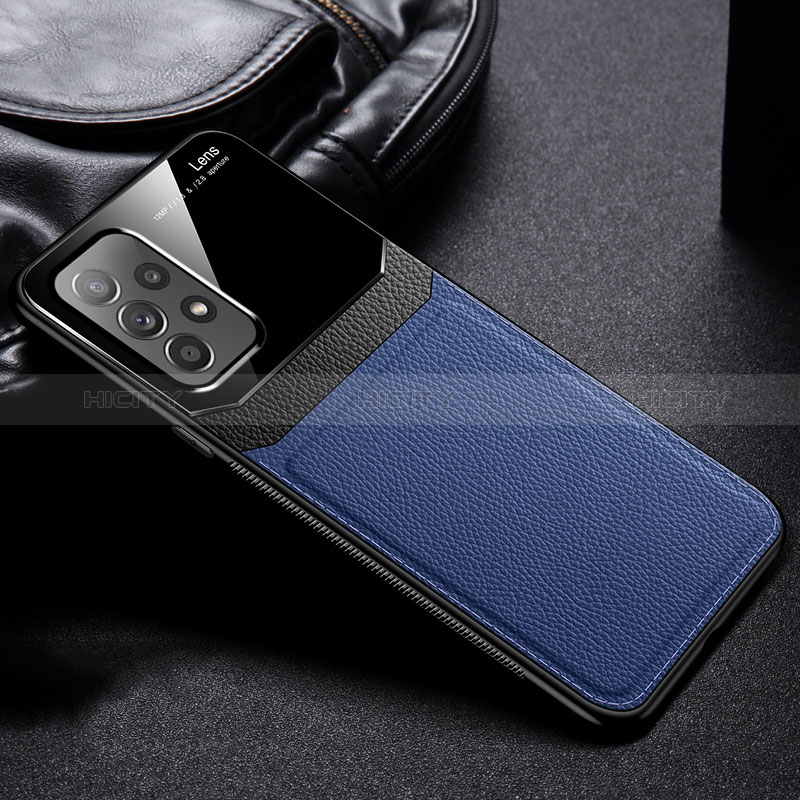 Coque Silicone Gel Motif Cuir Housse Etui avec Magnetique FL1 pour Samsung Galaxy A23 5G Bleu Plus