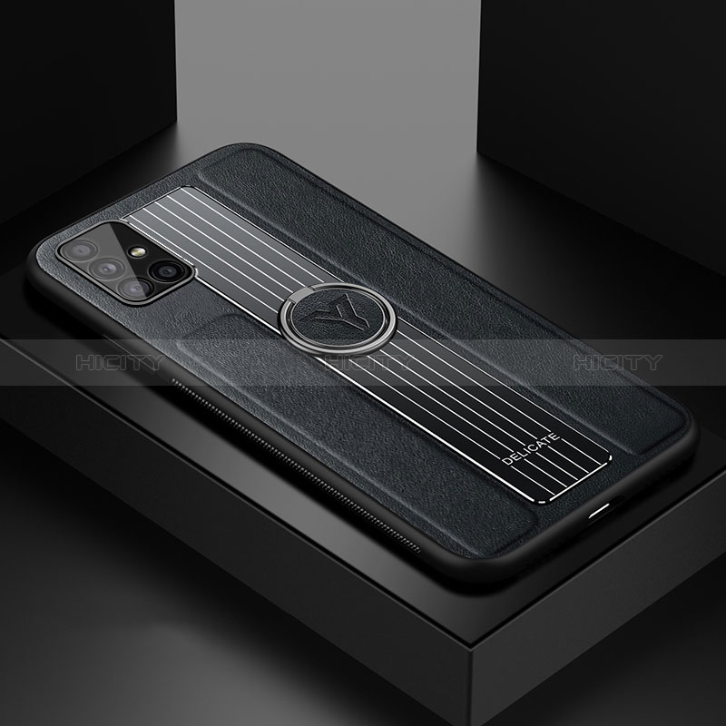 Coque Silicone Gel Motif Cuir Housse Etui avec Magnetique FL1 pour Samsung Galaxy A51 4G Noir Plus
