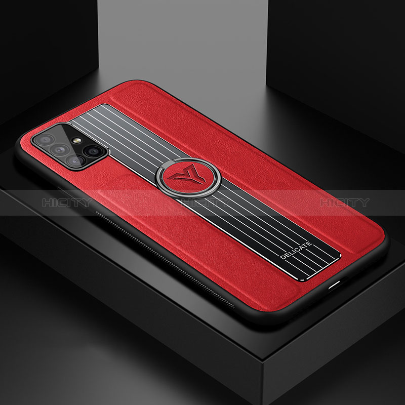 Coque Silicone Gel Motif Cuir Housse Etui avec Magnetique FL1 pour Samsung Galaxy A51 5G Rouge Plus