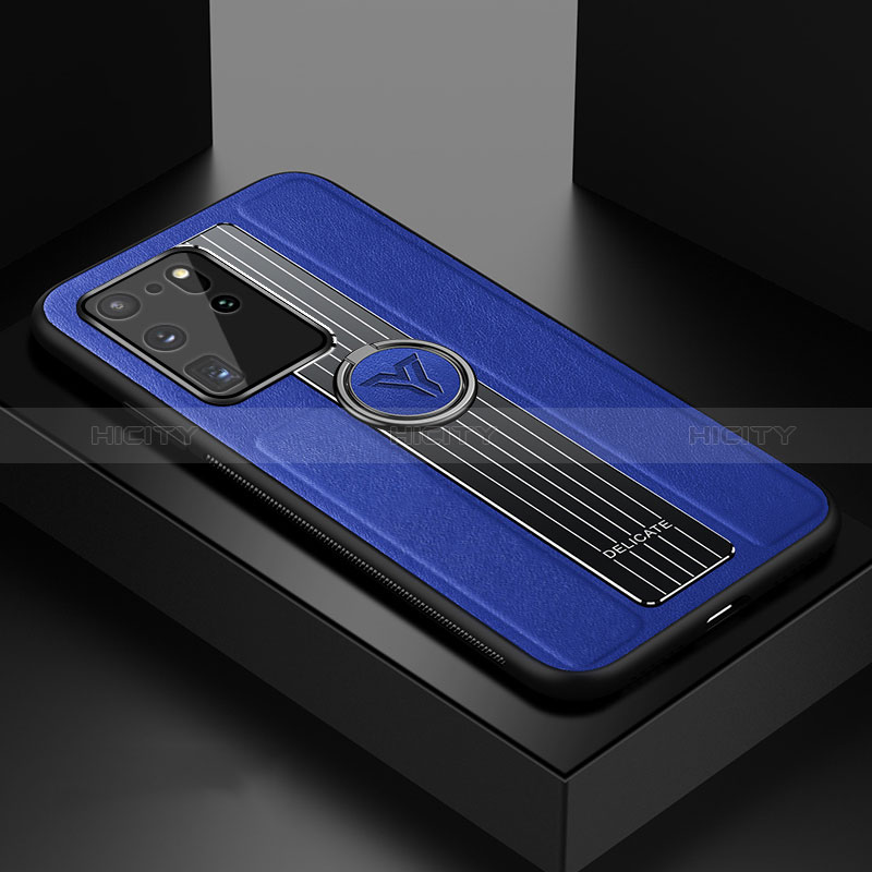 Coque Silicone Gel Motif Cuir Housse Etui avec Magnetique FL1 pour Samsung Galaxy S20 Ultra 5G Bleu Plus