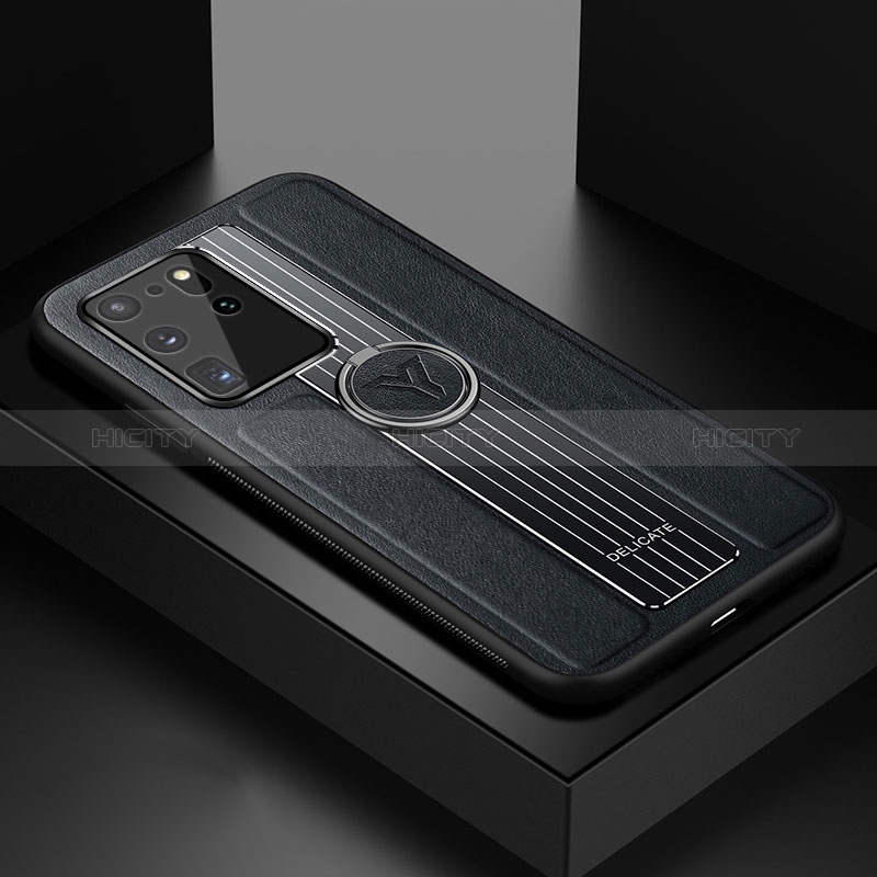 Coque Silicone Gel Motif Cuir Housse Etui avec Magnetique FL1 pour Samsung Galaxy S20 Ultra 5G Noir Plus