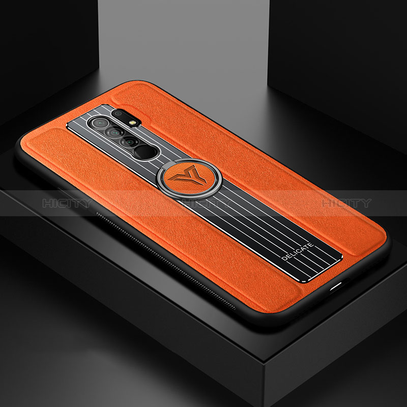 Coque Silicone Gel Motif Cuir Housse Etui avec Magnetique FL1 pour Xiaomi Poco M2 Orange Plus