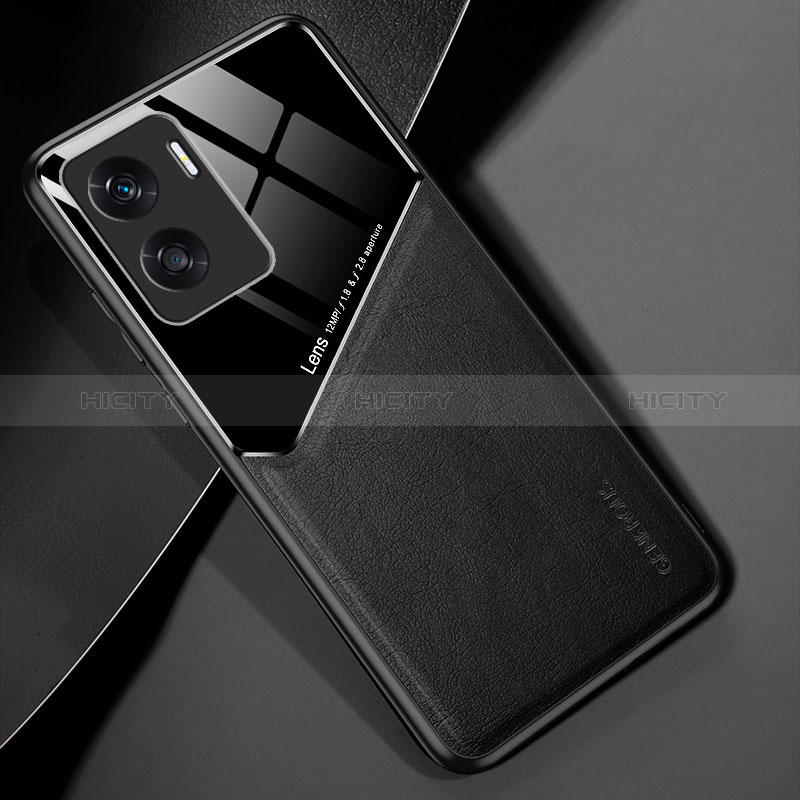 Coque Silicone Gel Motif Cuir Housse Etui avec Magnetique pour Huawei Honor 90 Lite 5G Noir Plus