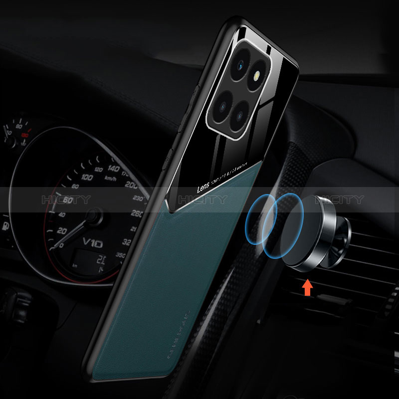 Coque Silicone Gel Motif Cuir Housse Etui avec Magnetique pour Huawei Honor X6a Plus