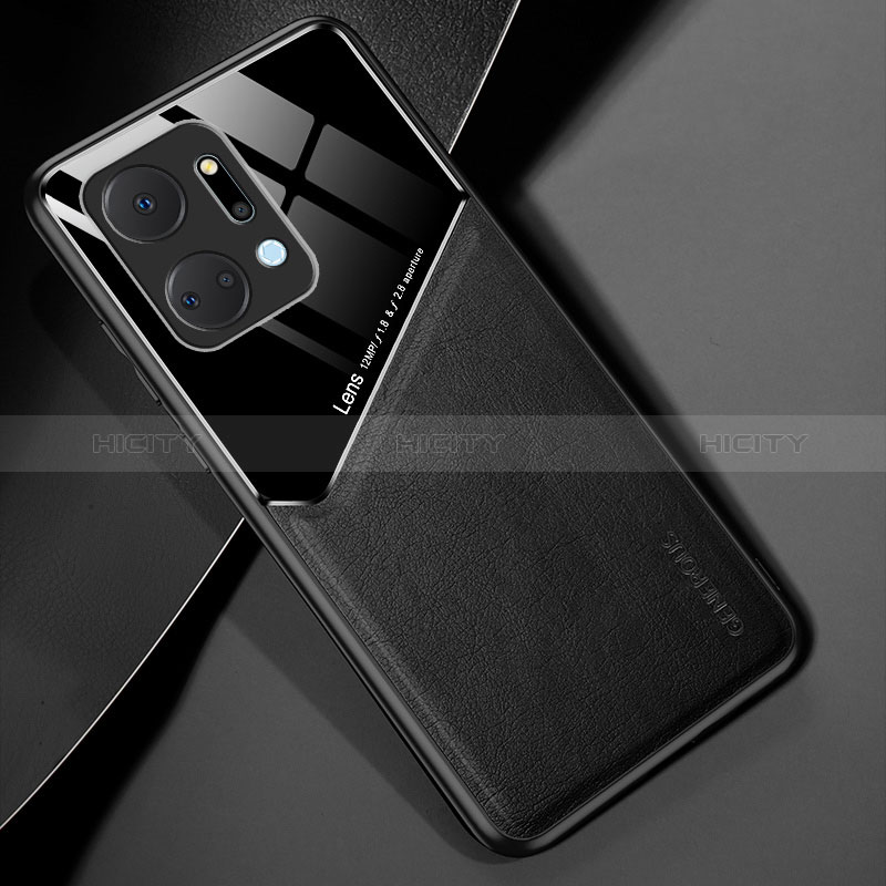 Coque Silicone Gel Motif Cuir Housse Etui avec Magnetique pour Huawei Honor X7a Plus