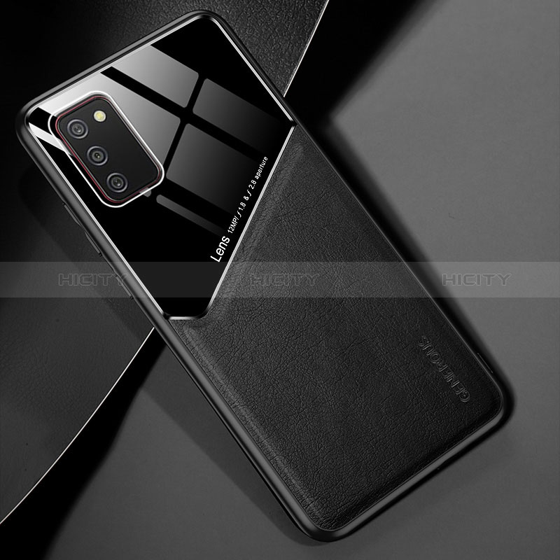 Coque Silicone Gel Motif Cuir Housse Etui avec Magnetique pour Samsung Galaxy A02s Noir Plus