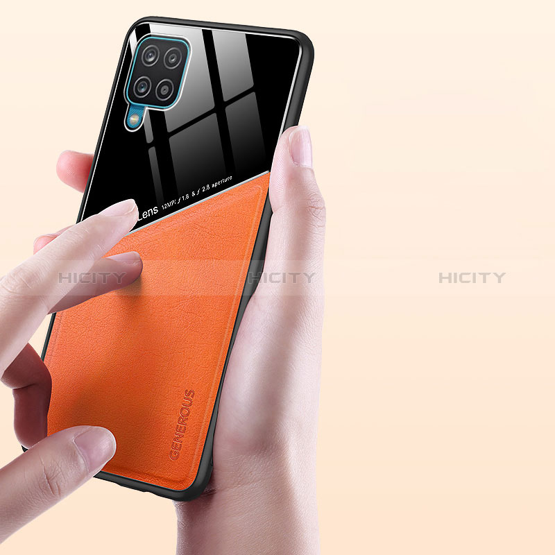 Coque Silicone Gel Motif Cuir Housse Etui avec Magnetique pour Samsung Galaxy A12 Nacho Plus