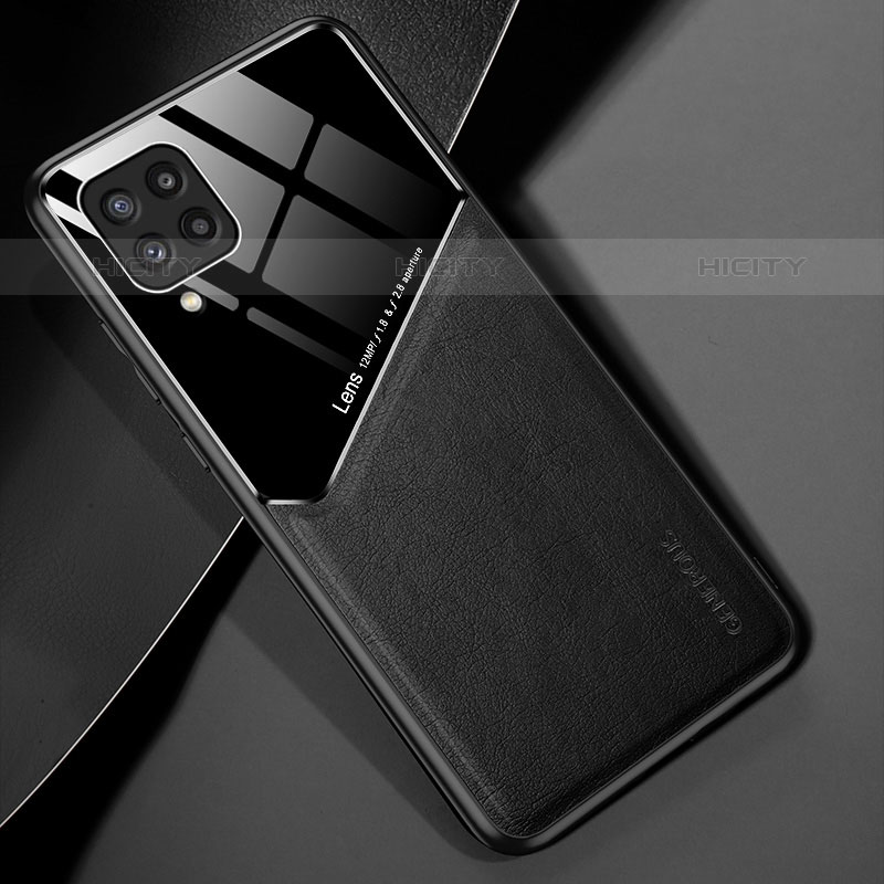Coque Silicone Gel Motif Cuir Housse Etui avec Magnetique pour Samsung Galaxy M32 4G Noir Plus