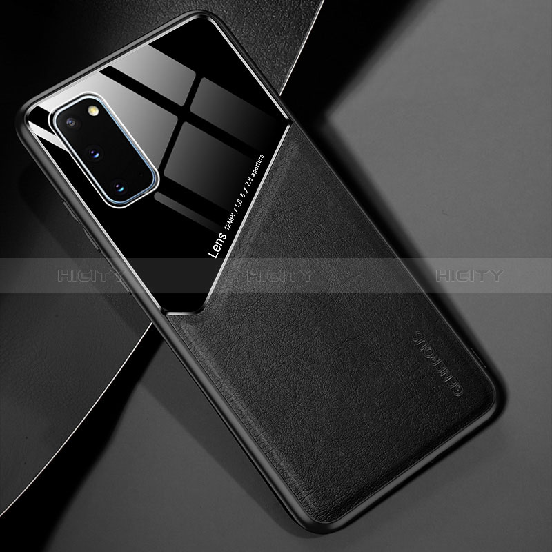 Coque Silicone Gel Motif Cuir Housse Etui avec Magnetique pour Samsung Galaxy S20 5G Noir Plus