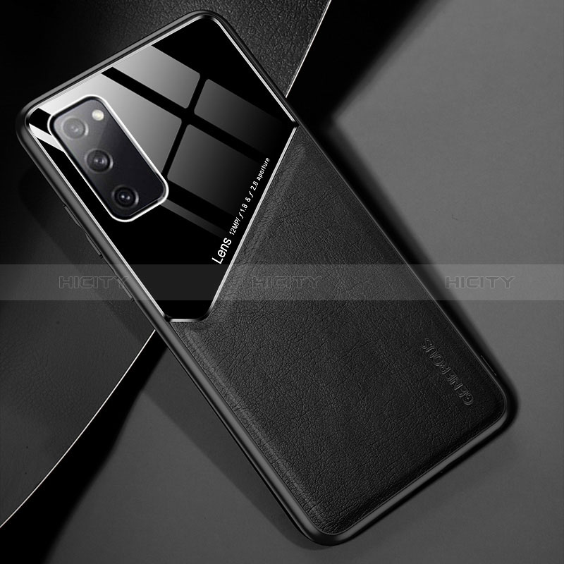 Coque Silicone Gel Motif Cuir Housse Etui avec Magnetique pour Samsung Galaxy S20 FE 5G Noir Plus