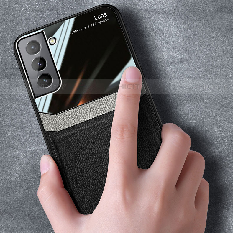 Coque Silicone Gel Motif Cuir Housse Etui avec Magnetique pour Samsung Galaxy S21 5G Plus