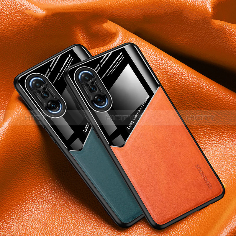 Coque Silicone Gel Motif Cuir Housse Etui avec Magnetique pour Xiaomi Poco F3 GT 5G Plus