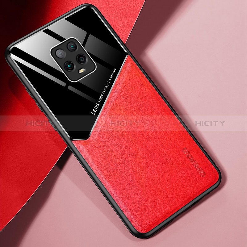 Coque Silicone Gel Motif Cuir Housse Etui avec Magnetique pour Xiaomi Redmi 10X 5G Rouge Plus