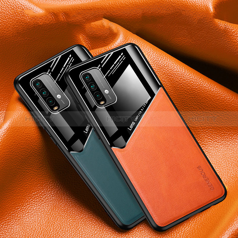 Coque Silicone Gel Motif Cuir Housse Etui avec Magnetique pour Xiaomi Redmi 9T 4G Plus