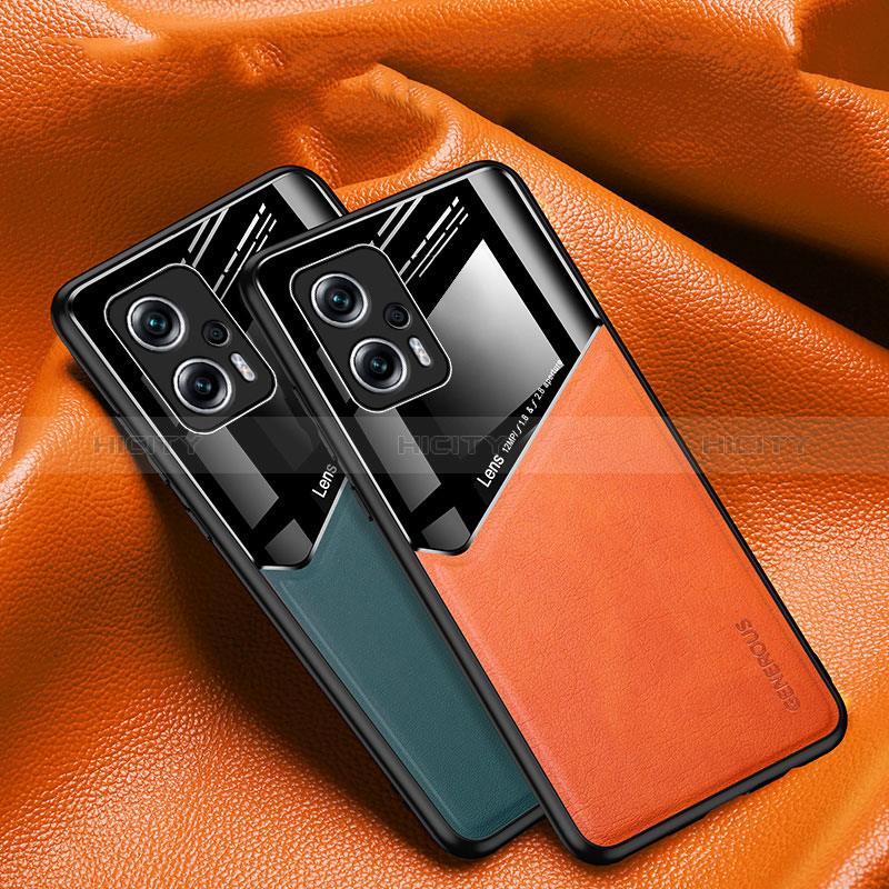 Coque Silicone Gel Motif Cuir Housse Etui avec Magnetique pour Xiaomi Redmi Note 11T Pro 5G Plus