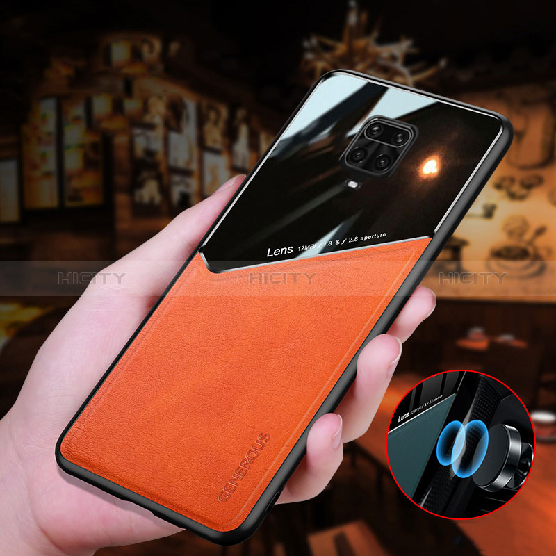 Coque Silicone Gel Motif Cuir Housse Etui avec Magnetique pour Xiaomi Redmi Note 9 Pro Plus