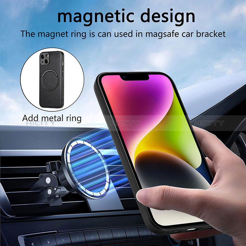 Coque Silicone Gel Motif Cuir Housse Etui avec Magnetique S02D pour Apple iPhone 15 Plus