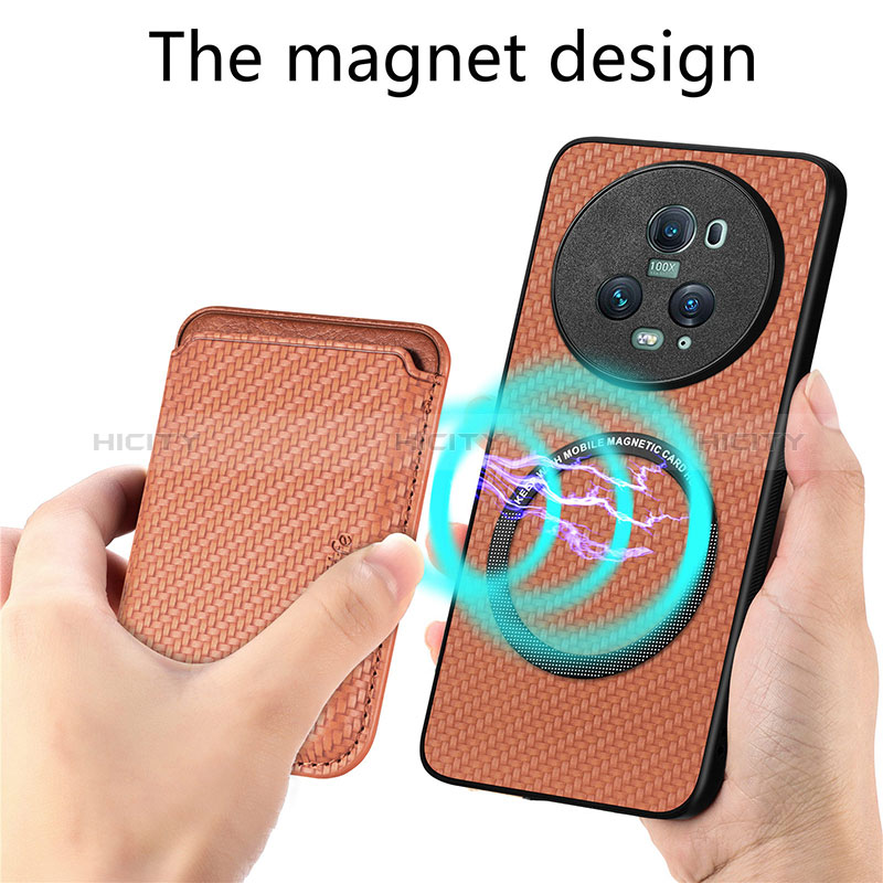 Coque Silicone Gel Motif Cuir Housse Etui avec Magnetique S03D pour Huawei Honor Magic5 Pro 5G Plus