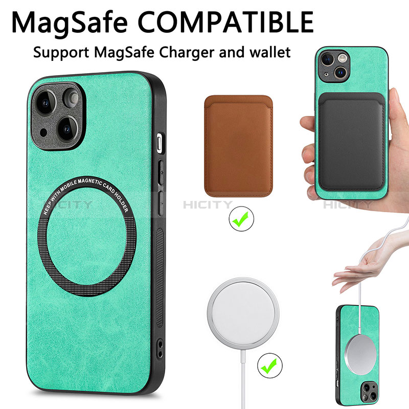 Coque Silicone Gel Motif Cuir Housse Etui avec Magnetique S11D pour Apple iPhone 14 Plus