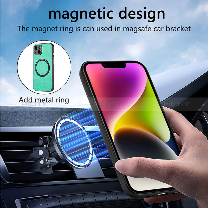 Coque Silicone Gel Motif Cuir Housse Etui avec Magnetique S11D pour Apple iPhone 14 Plus