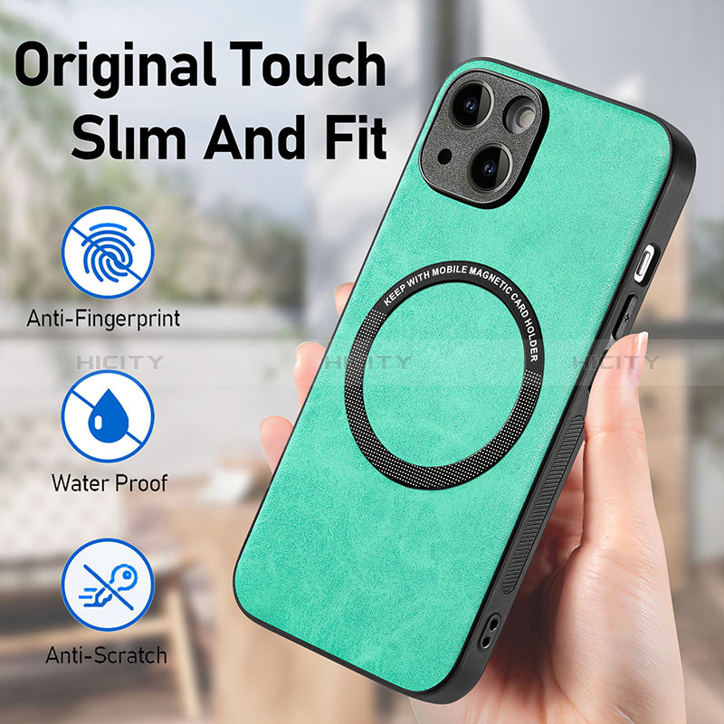 Coque Silicone Gel Motif Cuir Housse Etui avec Magnetique S11D pour Apple iPhone 14 Plus
