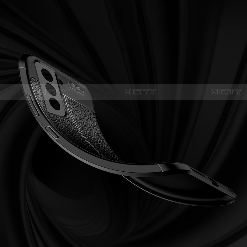 Coque Silicone Gel Motif Cuir Housse Etui avec Support Bague Anneau Aimante Magnetique S02 pour Samsung Galaxy S21 Plus 5G Plus