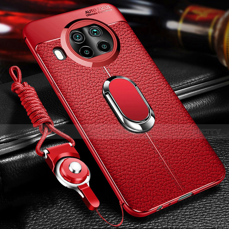 Coque Silicone Gel Motif Cuir Housse Etui avec Support Bague Anneau Aimante Magnetique T01 pour Xiaomi Mi 10T Lite 5G Plus