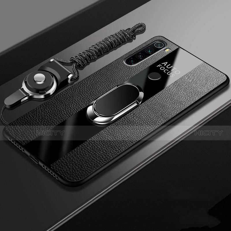 Coque Silicone Gel Motif Cuir Housse Etui avec Support Bague Anneau Aimante Magnetique T01 pour Xiaomi Redmi Note 8 Plus