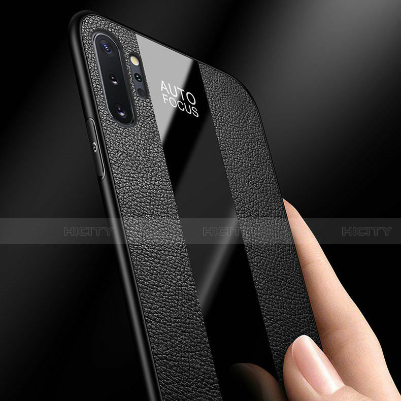 Coque Silicone Gel Motif Cuir Housse Etui avec Support Bague Anneau Aimante Magnetique T02 pour Samsung Galaxy Note 10 Plus 5G Plus