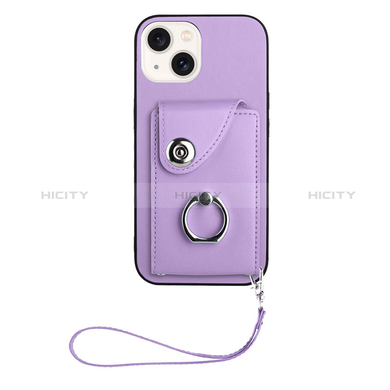 Coque Silicone Gel Motif Cuir Housse Etui BF1 pour Apple iPhone 14 Plus Violet Plus